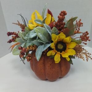 Fall Thanksgiving Table Decor Pumpkin Handcrafted Floral